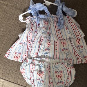 Charming Red, White, and Blue Diaper Cover Set